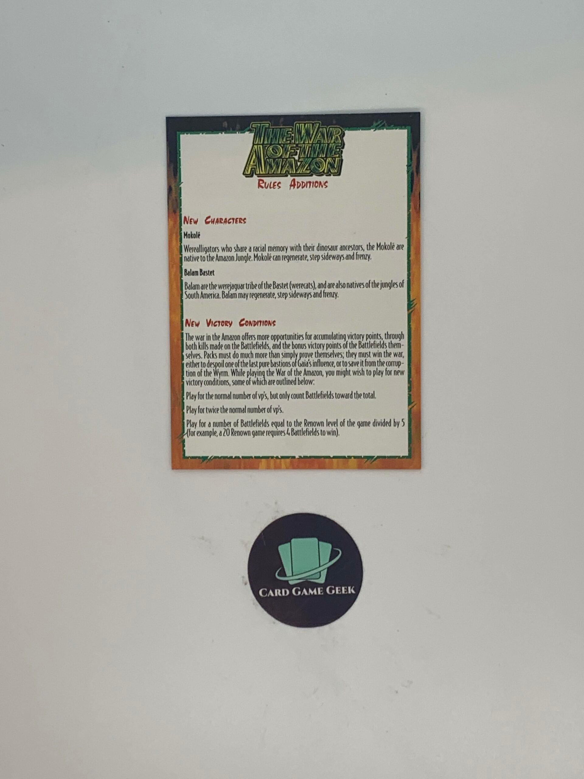 Rage - War of the Amazon Booster Insert — image 1