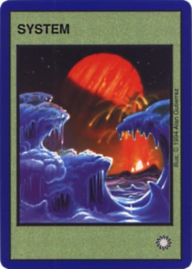 System B [Red half-lit moon over ice formations] — image 1