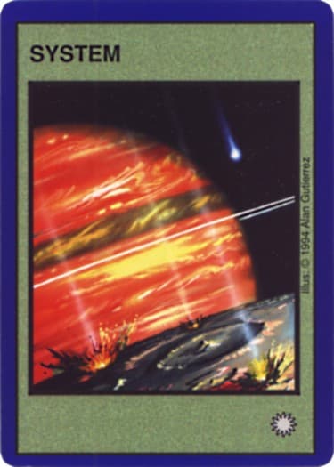 System L [Gas giant, 1 thin ring, meteors striking] — image 1