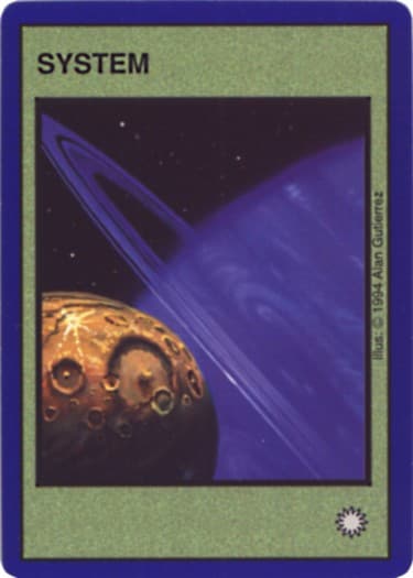 System U [Gold moon under ringed blue gas giant] — image 1