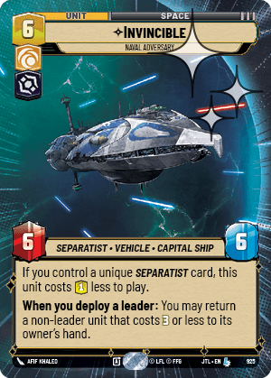 Invincible, Naval Adversary - HYPERSPACE FOIL — image 1